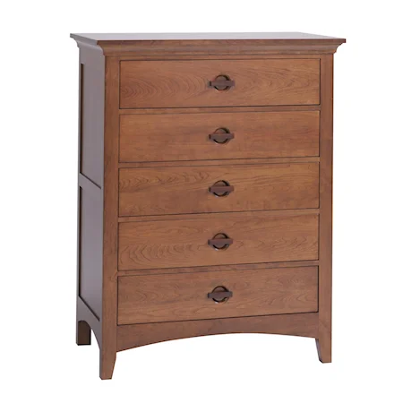 5 Drawer Chest of Drawers with Natural Detailing